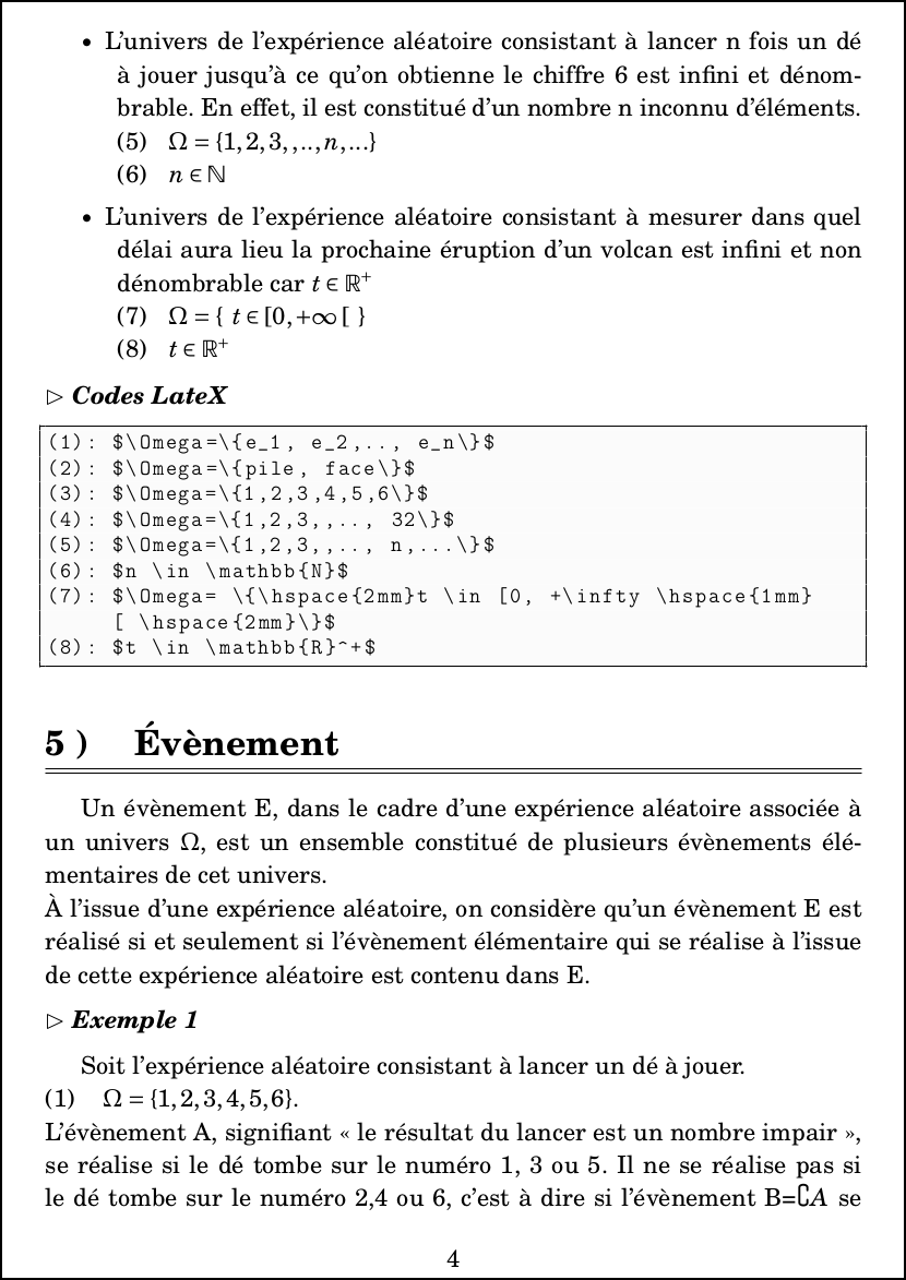 LateX : Mathématiques - Probabilités -  Évènement