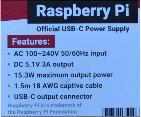 Alimentation Raspberry Pi 4 USB-C 5.1V- 3A -15w officielle