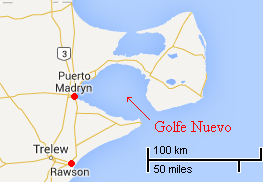 Golfe Nuevo, Rawson et Port Madryn   : source commons wikimedia - image public domain