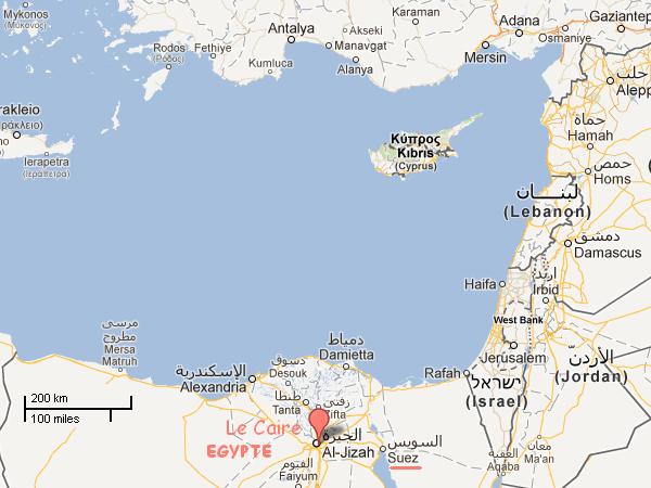 Egypte, Le Caire et Suez - source google maps