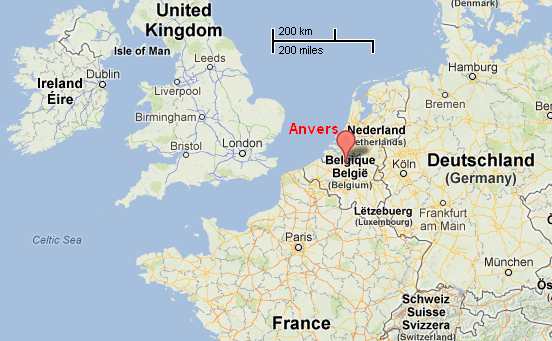 Anvers, en belgique : Source Google Maps 
